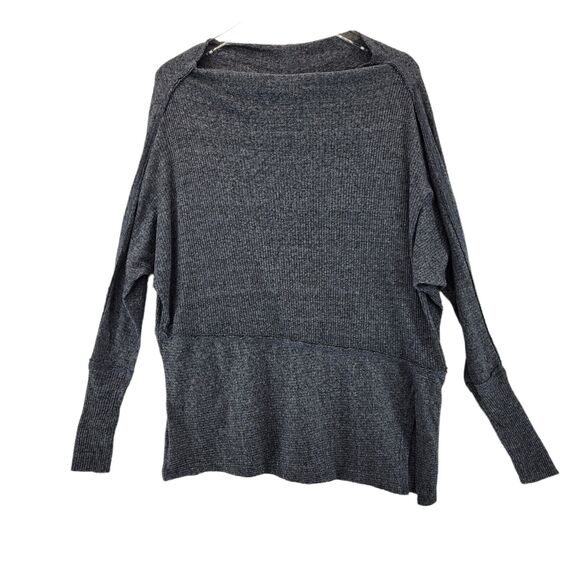 Free People Londontown Oversized Thermal Top Slouchy Charcoal Gray Size XS - Picture 3 of 9